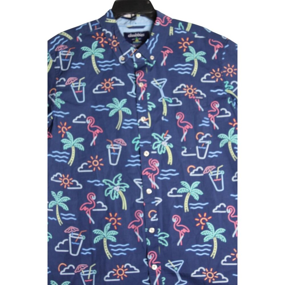 Chubbies Short Sleeve Flamingo Hawaiian Button Down Shirt Mens XL NWT - Picture 2 of 7
